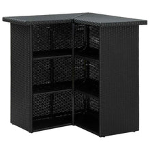 Molumvel 8 Piece Poly Rattan Patio Bar Set, Outdoor Garden Furniture with 2 Tables, 6 Stools and Cream Seat Cushions, Weather-Resistant Black Wicker Bar Table Set