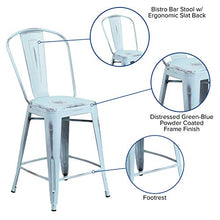 Flash Furniture 24 in Metal Indoor/Outdoor Counter Stool, Green, 4-Pack