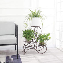 SIDUFHAOPKLL 3 Tiers Wrought Iron Plant Stand Minimalist Flower Pot for Home Decor Display Shelf-Coffee(E)