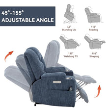 Power Lift Recliner Chair for Elderly with Massage & Heat, Chenille, Blue