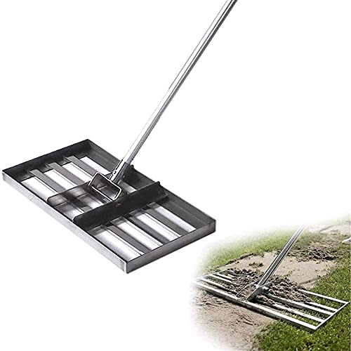 Aikimfuly Lawn Level Rake Lawn Leveling Rake, 4.5 FT Lawn Leveling Rake with Stainless Steel Pole, Level Soil Or Dirt Ground Surfaces Easily, Suit for Garden Backyard Golf/Lawn