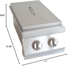 KoKoMo Grills Professional Double Side Burner with Removable Cover Built-in 304 Stainless Steel Dual 12000 BTU Cast Brass Liquid Propane Burners Sure Light Ignition LED Knobs for BBQ Island Grill