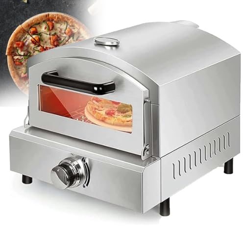 Portable and Gas Fired Pizza Oven with Thermometer,Outdoor Gas and Fired Pizza Oven in Stainless-SteelGas Pizza & Food Outdoor Oven for Camping, Backyard, Tailgating