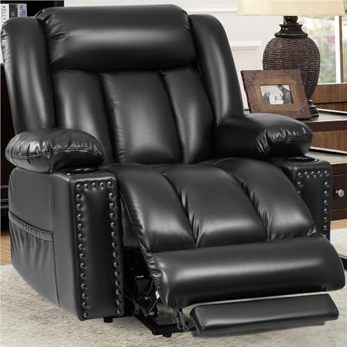 KTYUERGHK Large Heated Massage Power Lift Recliner with USB-C Port, Black