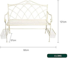 HHHJQFAAT Park Terrace Bench Outdoor Benches Weatherproof and Rust-Proof Cast Iron Retro Garden Bench 2-Seater Courtyard Bench with Storage Basket