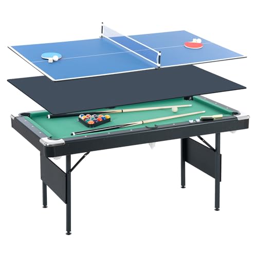 Lyromix 3-in-1 Portable Pool Table 5.5 FT for Kids, Green