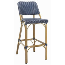 Home Square 30" Wicker Bar Stool in Navy and Gold - Set of 3