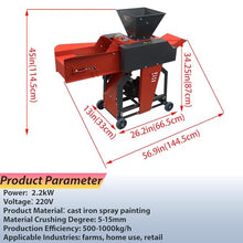 THUXEON 6-Blade Grass Cutting and Silk Kneading Machine, 220V Hay Cutter Kneader Grinder with Conveyor, Automatic Feed, 2.2KW Crushing Corn Peanuts Straw Wheat, 500-1000kg/h