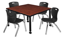 Regency Height Adjustable Mobile Classroom Table Set with 12" Andy Chairs, 42", Cherry/Black