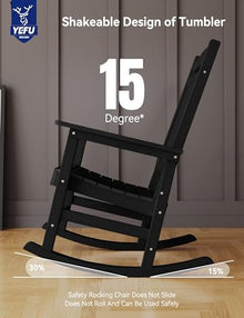 YEFU Rocking Chair Outdoor, Oversize Rocking Chair HIPS, Set of 4, Black