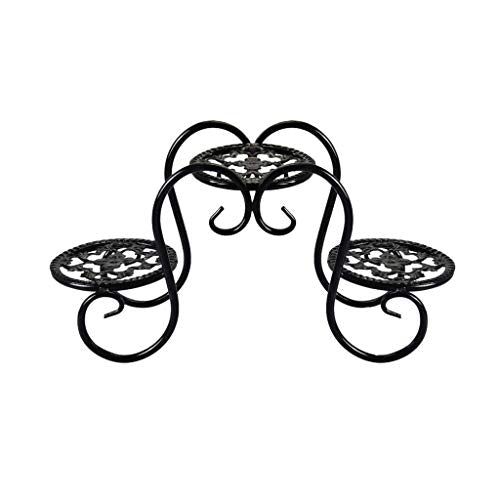 SIDUFHAOPKLL Wrought Iron Mini Plant Stand Desktop Flower Pot Holder Home Garden Indoor Display Shelf - Black
