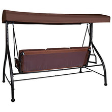 Flash Furniture 3-Seat Outdoor Patio Swing with Canopy, Brown