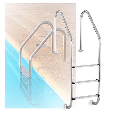 3 Step Swimming Pool Ladder,with Stainless Steel Armrests,Weight Capacity 550 Lbs,Easy to Climb for Open Air Bath Water Park(3-steps1.5mm)