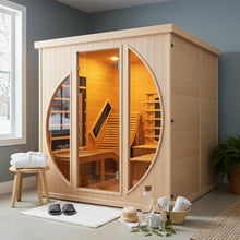 iDOTODO Far Infrared Sauna Room with Recliner, Indoor Infrared Home Sauna, Indoor Saunas for Home 3400W, 9 Heaters, Canadian Hemlock (2 Person Recliner Sauna, Helmock)