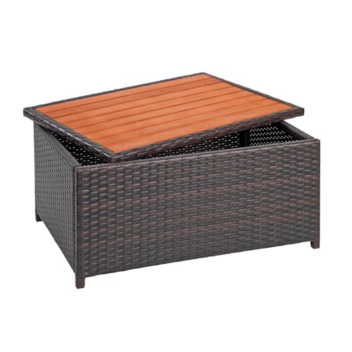 Excellerations Outdoor Wicker Storage Table - 13.5"