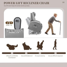 UOPYNE Power Lift Lay Flat Recliner Chair for Elderly with Heat and Massage, Dual Motor Electric Reclining Chair with Side Pocket and Cup Holders for Living Room and Bedroom
