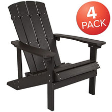 Flash Furniture Charlestown Indoor/Outdoor Faux Wood Adirondack Chairs, Weather-Resistant Polyresin Patio Adirondack Chairs, Set of 4, Navy