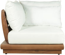 Meridian Furniture 111White-Corner Mirella Collection Modern | Contemporary Outdoor Patio Modular Corner Chair with Solid Teak Wood Frame, Water Resistant Fabric, 38" W x 38" D x 27" H, Tan