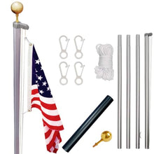Ezpole 2-1/2” Diameter Heavy Duty All American Inground Flag Pole Kit for Outdoors-Winds to 130 MPH, with Sewn Nylon American Flag, Ground Sleeve, and All Hardware. 100% Made in USA (25)