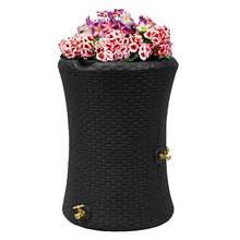 Good Ideas Impressions 50 Gallon Nantucket Rain Barrel Water Collector with Garden Planter and Brass Spigot Black