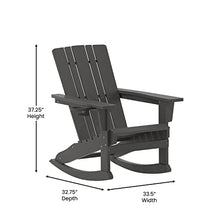 Taylor & Logan Hedley Adirondack Rocking Chair with Cup Holder, Weather Resistant HDPE Adirondack Rocking Chair in Gray, Set of 2