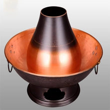 GenSDH Vintage Copper Charcoal Hot Pot with Chimney - 40Cm Shabu Shabu Cooker for 3-12 People,Ideal for Home Parties and Gatherings - Premium Hotpot Cookware,Brass,40cm