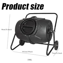 Outdoor Garden Compost Bin, 190L Movable Rotating Compost Barrel, Tumbling Mixer Composter, Easy Assembling, Perfect for Garden Yard Leaves and Kitchen Waste