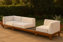 Meridian Furniture 389White-S125 Rio Collection Modern | Contemporary Outdoor Patio Off White Resilient Water Resisting Fabric Modular Sofa with Durable Acacia Wood Frame