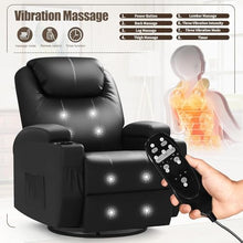 Dual Motor Electric Power Rotating Recliner Chair with Massage and Heat, Rocking Reclining Chair with Remote Control, Faux Leather Living Room Recliner for Adults
