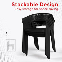 Costaelm Outdoor Patio Dining Set, 7 piece Dining Table Set, Breakfast Coffee Bar Table and Chairs of 6, Stackable Dining Side Chair, Patio Bistro Deck Furniture, Black