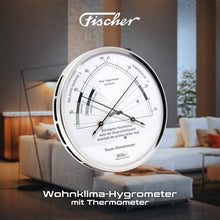 Fischer 1222-01 – Indoor Climate Hygrometer and Room Thermometer – 130 mm Stainless Steel Humidity Meter Made in Germany