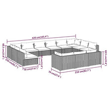 PUGYNBK Brown Garden Lounge Set with 13 Seats, Modular Outdoor Furniture, Durable PE Rattan and Powder-Coated Steel Frame for Patio, Balcony, Comfortable Spacious Seating, Removable