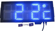 GOWE Large Size Outdoor Waterproof 8-Inch 4-Digit Time and Temperature Clock Blue