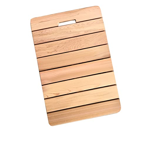 Bamboo Bath for Bathroom Non Slip Wooden Floor with Easy Storage Bamboo Duck Board Bathroom Accessories for Outdoor Shower Spa 60X60Cm 24X24In