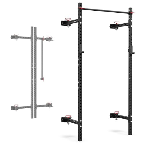 Synergee 2200 Series Folding Squat Rack with J-Cups & Pull Up Bar 95" Tall - 21" Depth