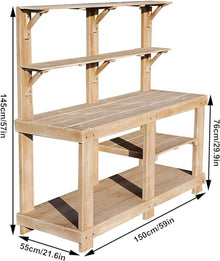 Bakufu Outdoor Garden Potting Bench Open Shelf 4 Layer Multifunction Storage Brown
