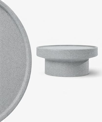 eldimer no.101 GFRC Concrete Coffee Table 39.3” - Handcrafted Round Modern Architectural Table, Weather Resistant, Indoor & Outdoor, 108 lbs Solid Cement Construction for Patio or Living Room