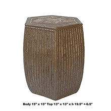 Orientliving Chinese Hexagon Bamboo Theme Ceramic Garden Stool Brown