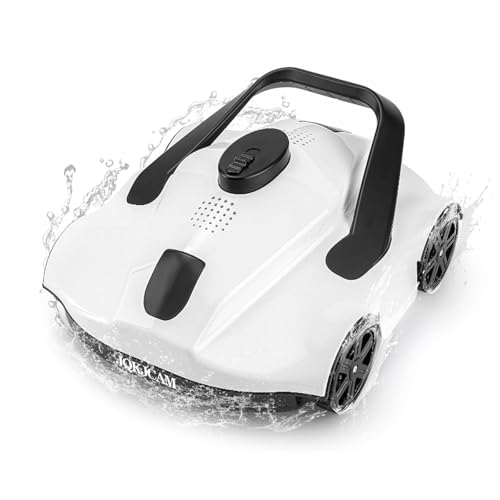Robotic Pool Cleaner,1076 Sq.Ft Coverage,130mins Runtime,Powerful Suction,Automatic Route Planning,Cordless Pool Vacuum for Above Ground/Inground Pools,Self-Parking Function