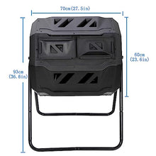 RUYICZB 43 Gallon Outdoor Compost Bin, Dual Chamber Compost Tumbler W/2 Sliding Doors, Large Capacity Composting Bins, Garden Rotating Tumbling Composter for Patio Yard Lawn