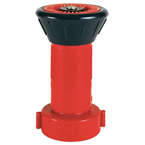 Adjustable Polycarbonate Fire Hose Nozzle, 2 1/2" NST, Fog/Stream/Shutoff, 210 gpm, Red (3 Units)