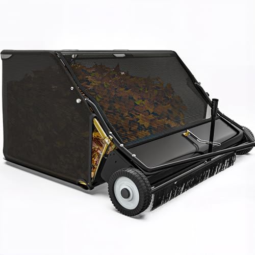 YINTATECH 50in Tow-Behind Lawn Sweeper Leaf Grass Collector 25 Cu.ft.