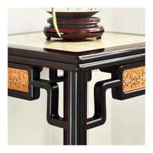 WOAITIANTIAN Vase Stand Openwork Carving Redwood with Marble Display Rack, Chinese Antique Style Plant Base