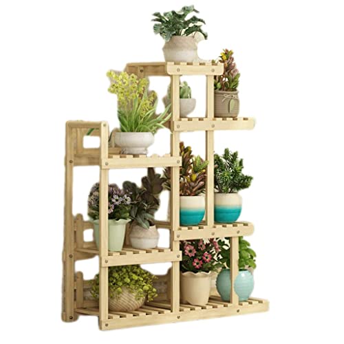 MIIKHI Plant Stands,Flower Shelf Multi Layer Indoor and Outdoor Wood Balcony Shelf Floor Type Living Room Succulent Potted Plant Racknishings/Wood Color/Small