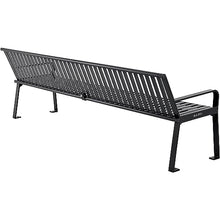 Global Industrial 8 ft. Outdoor Park Bench with Back, Vertical Steel Slat, Black
