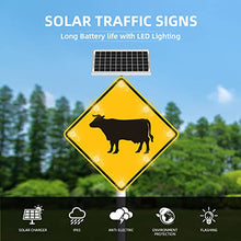 Generic 24" Solar Cow Crossing Sign LED Blinking Black on Yellow