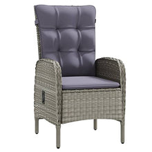 LKJVFCPW 5 Piece Outdoor Patio Dining Set, PE Rattan Garden Furniture with Glass Tabletop and Cushioned Chairs, Grey and Black
