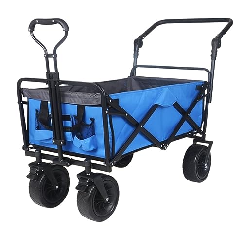 Trolley Cart Portable Garden Carts Camping Wagon Beach Cart Folding Cart with Wheels Outdoor Shopping Carts Camping Fishing Trolley Camping Cart Garden Wagon