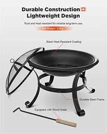 Fire Pit Wood Burning Steel BBQ Grill Firepit Bowl with Mesh Fire Pit Outdoor Fireplace for d Camping Picnic