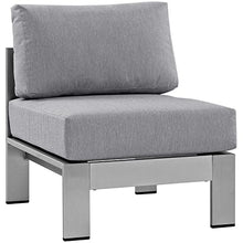 Modway Shore 7-Piece Aluminum Outdoor Patio Sectional Sofa Set in Silver Gray